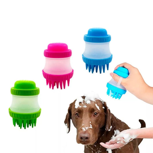 Masajeador dispensador de shampoo para mascotas, gatos y perros