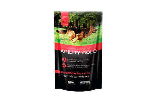 Agility Gold Comida Húmeda Trozos de Carne de Res 12 x 100 Gr
