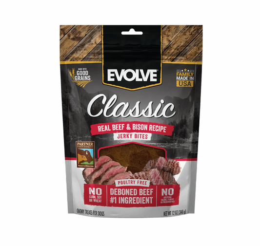 EVOLVE DOG SNACK CLASSIC JERKY BEFF Y BISON