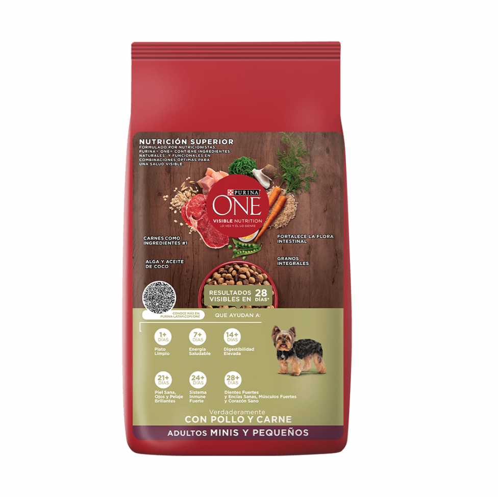 PURINA ONE ADULTOS MINI Y PEQUENOS POLLO Y CARNE