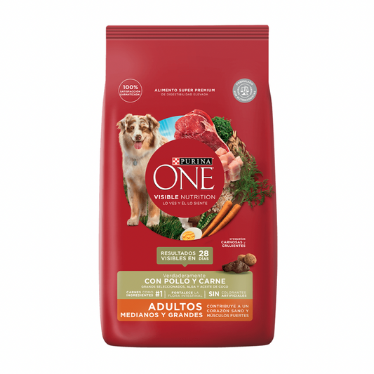 PURINA ONE ADULTOS MEDIANOS Y GRANDES POLLO Y CARNE