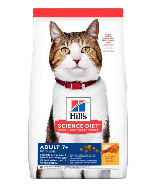 Comida para gatos adultos Hills Adult 7+ 4 Lb