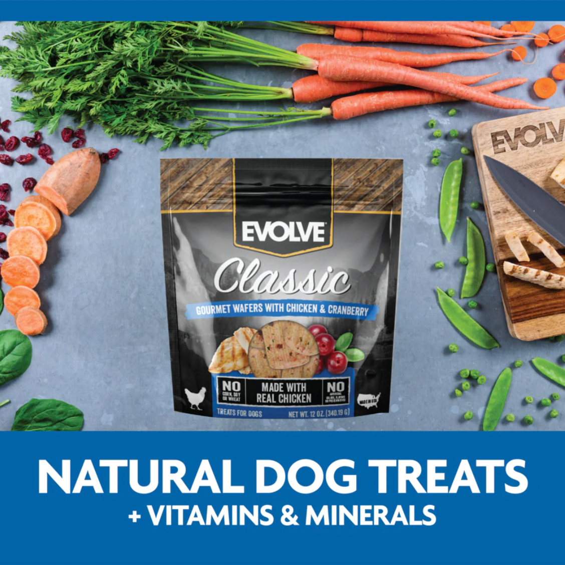 EVOLVE DOG SNACK WAFFERS CHICKEN